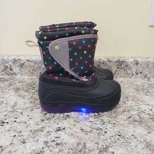 Members Mark Polka Dot Light Up Girls Velcro Closure Girls Boots Size 11/12